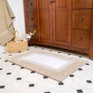 Chesapeake Whitney Set‎ of 2 Reversible Bath Rug Set Ombre Porcelain Beige NWT